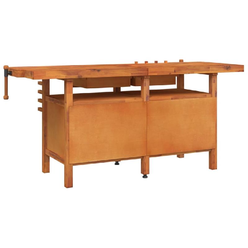 Vidaxl établi avec tiroirs et étaux 192x62x83 cm bois massif d'acacia 153326_3