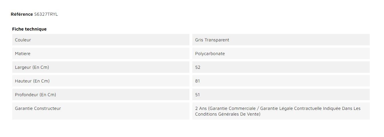 S6327TRY - Chaises empilables DUNE - Weber Industries - Polycarbonate gris transparent - Largeur 52 cm_3