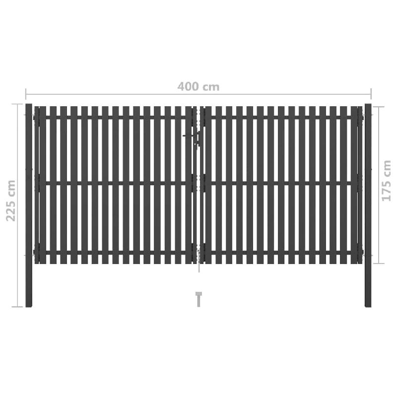 Vidaxl portail de clôture de jardin acier 4x2,25 m anthracite 146337_3