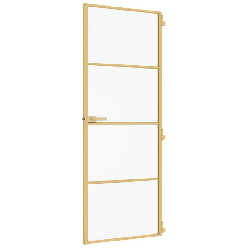 Vidaxl porte intérieure mince doré 76x201,5 cm verre trempé aluminium 155136_3
