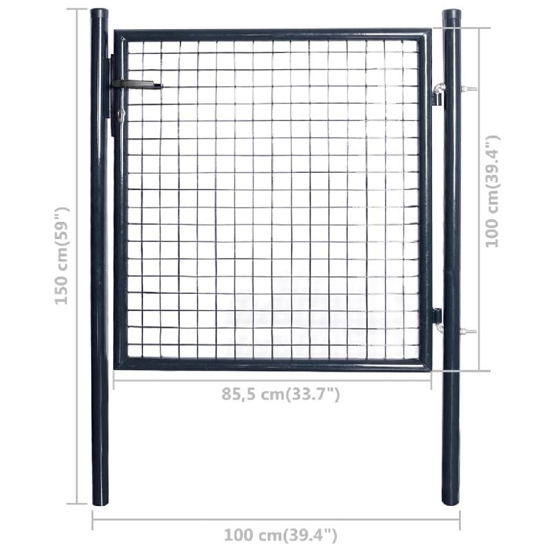 Vidaxl portail en maille de jardin acier galvanisé 85,5x100 cm gris 143369_3