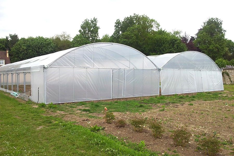 Serre bi-chapelle avec bâche thermique 200 microns