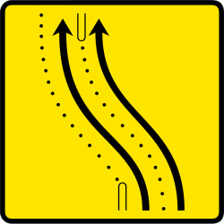 Panneau de voirie temporaire KD8 ex1 - Changement de chaussée ou de trajectoire sur deux voies - WP Signalisation_3