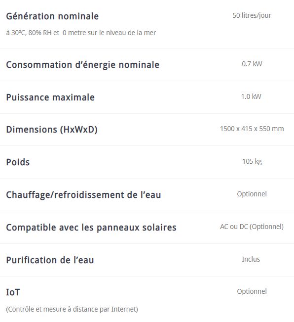 Appareil fournissant de l'eau potable sans connexion au réseau d'eau