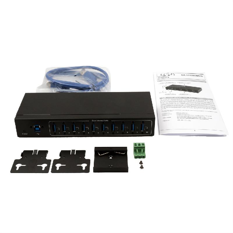 Exsys ex-11220hmvs hub 10 ports usb 3.2 gen 1 métal via vl811+ chipset_3