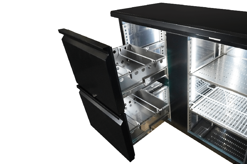 Arrière bar réfrigérée noir 3 portes et 2 tiroirs l2542mm 7450.0326 COMBISTEEL_3