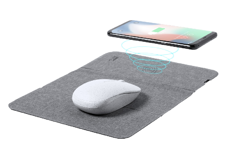 Tapis de souris induction - polyester RPET - chargeur sans fil intégré 10W - support téléphone portable_3