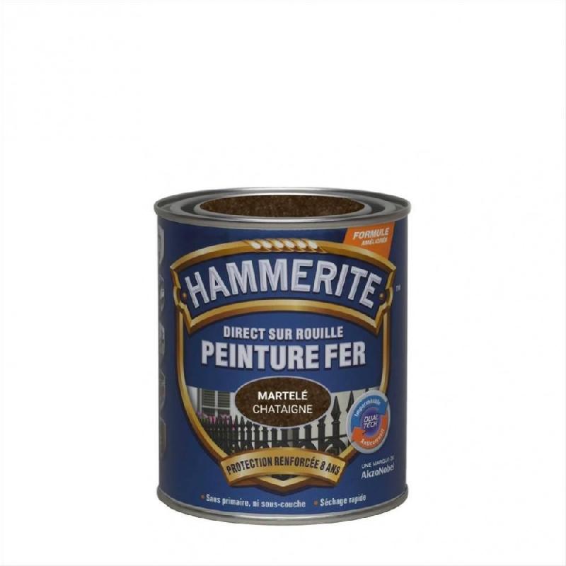 Peinture fer extérieur direct sur rouille - HAMMERITE châtaigne martelé 0.75 L - Protection et décoration des métaux ferreux_3