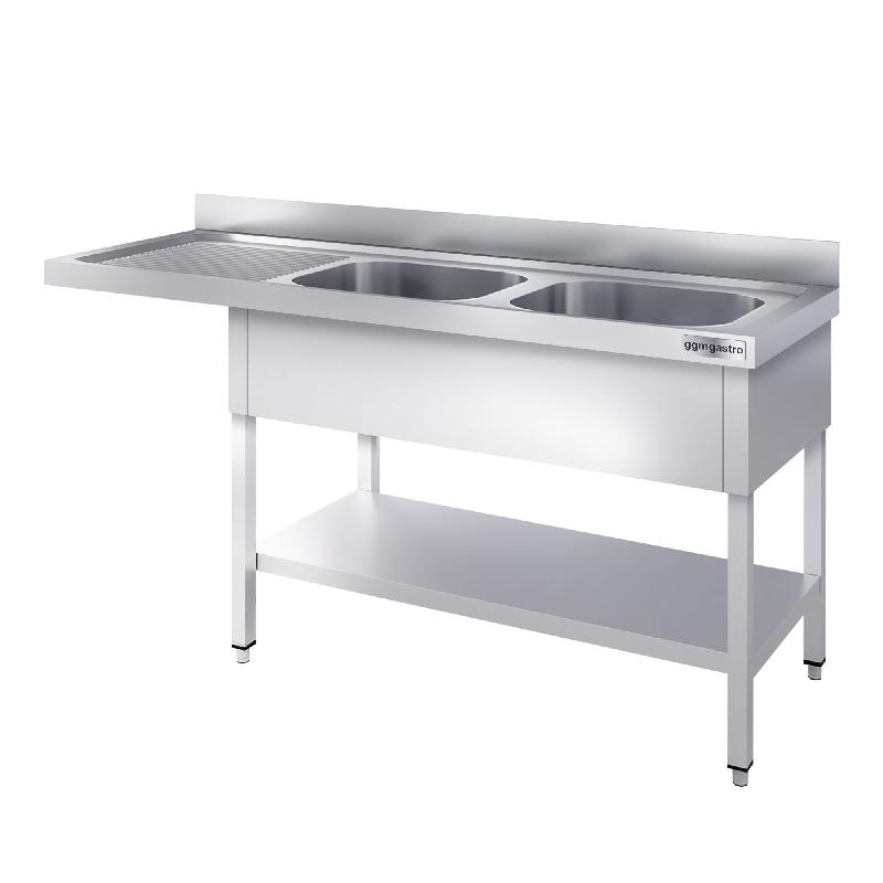 Plonge Inox 2 bacs avec passage lave-vaisselle - P 700 - GGM -_3