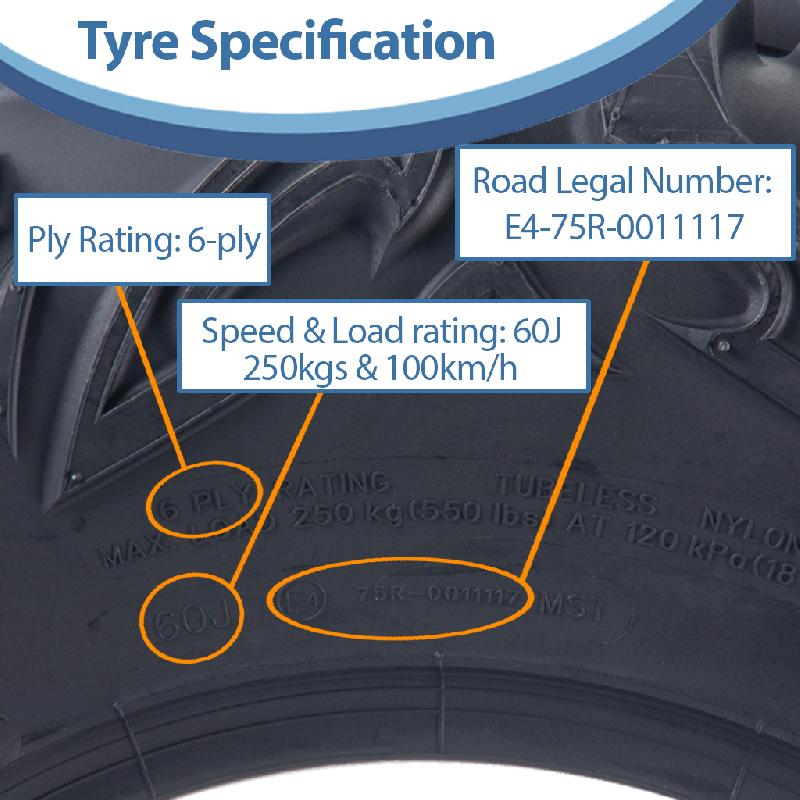25x8.00R12 Pneu ATV 205/80R12 OBOR Vulture 6-ply Road Legal 60J 250kg (Lot de 2)_3
