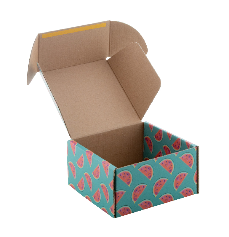 Boîte postale personnalisée en carton ondulé - carrée, imprimée en couleur avec bande auto-scellante_3