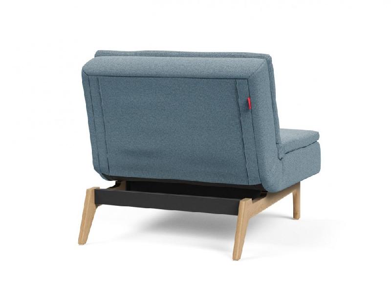 Fauteuil design Dublexo Eik convertible - Lit 90x115 cm - Pieds chêne naturel - Tissu Soft Indigo_3