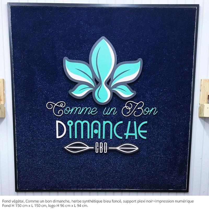 Logo ou lettres sur fond végétal synthétique - Lettres, Bleu Foncé_3