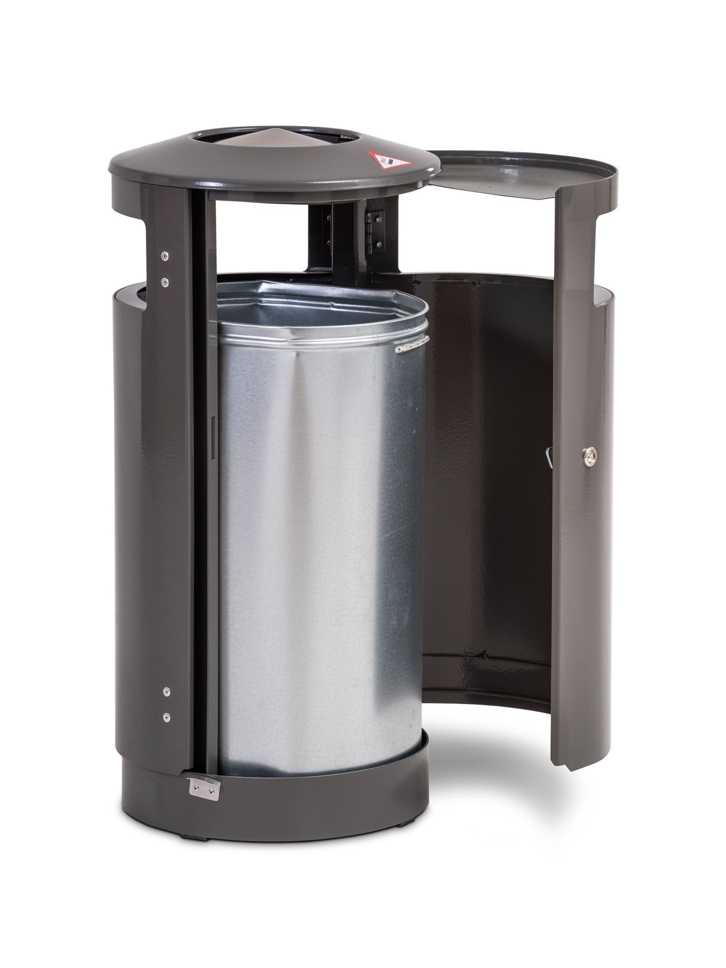 Corbeille publique en acier galvanisé ou inox 304 - Contenance 40L à 100L - Design robuste avec options cendrier et seau galvanisé_4