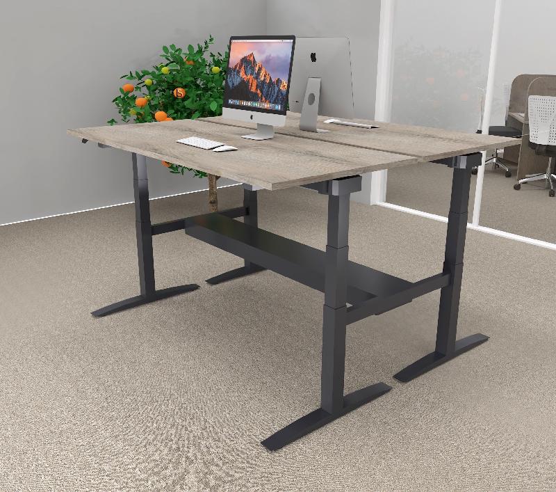 Bureau bench réglable en hauteur UP - Mobel Linea - Oui, 160, Anthracite, Chêne grisé_0