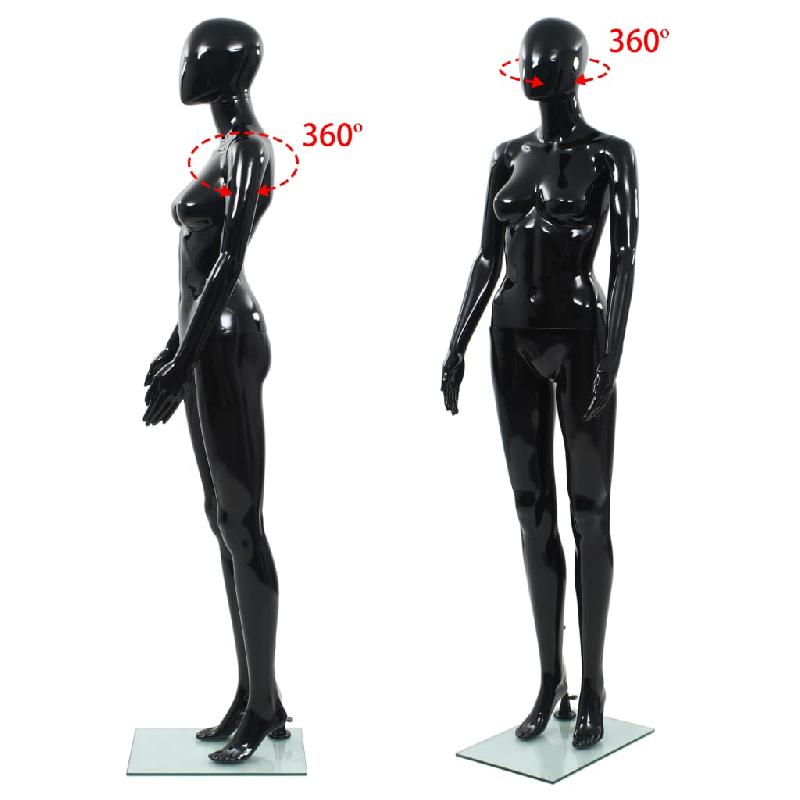 Vidaxl mannequin femme corps complet base verre noir brillant 175 cm 142929_3