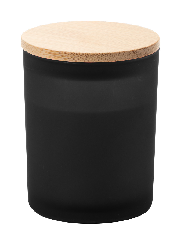 Bougie parfumée bois de santal - cire végétale - 200g - verre dépoli avec couvercle bambou_3