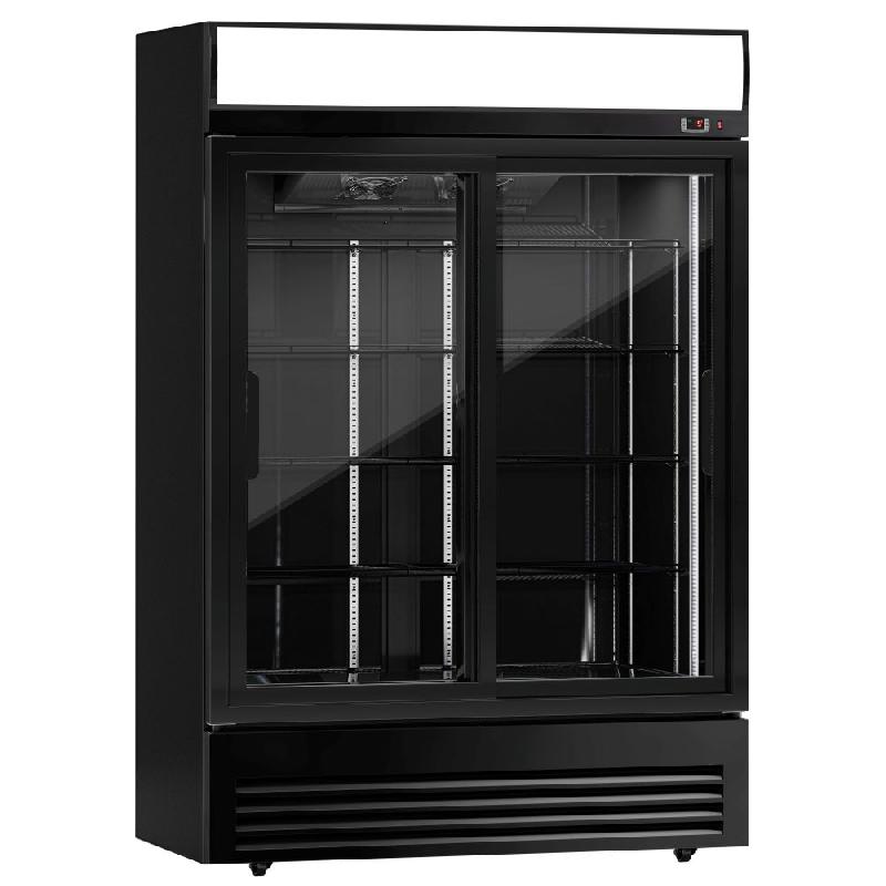 Armoire à boissons noire double portes coulissantes avec canopy - 880L_3