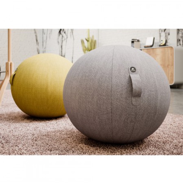 Siège ballon ergonomique jaune - Ball de bureau, revêtement tissu et pompe incluse_0