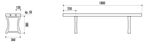 Banquette Galway - plastique recyclé - 3 lames - 180 cm - pieds en fonte antirouille_3