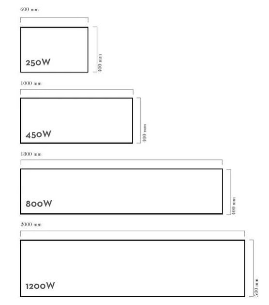 Radiant infrarouge électrique Infracouleur en résine - 800W, 140x50 cm - Extra-plat avec options disponibles_3