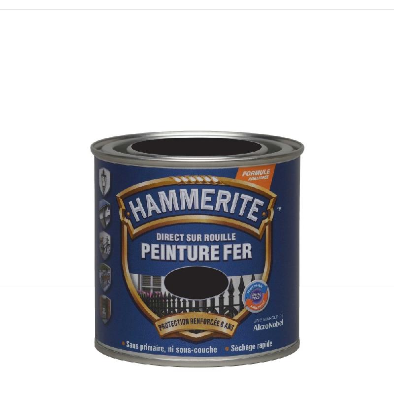Peinture fer extérieur direct sur rouille HAMMERITE - Noir martelé - 0.25 L - Protection et décoration des métaux ferreux_3