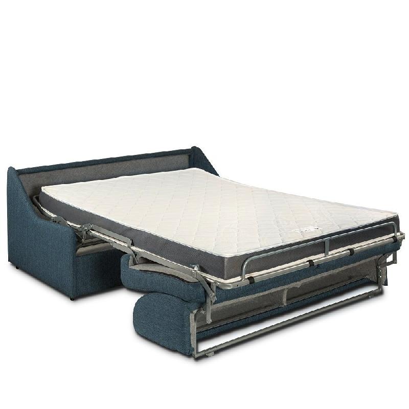 Canapé-lit Ristretto express compact 140cm - Matelas 16cm en tissu tweed bleu nuit - Ouverture rapide et gain de place_3