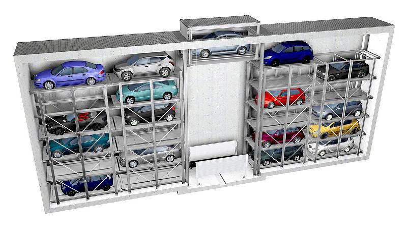 Parking automatisé souterrain ultra-étroit à convoyeur vertical jusqu'à 6 niveaux et 23 places - Slimparker 557_3