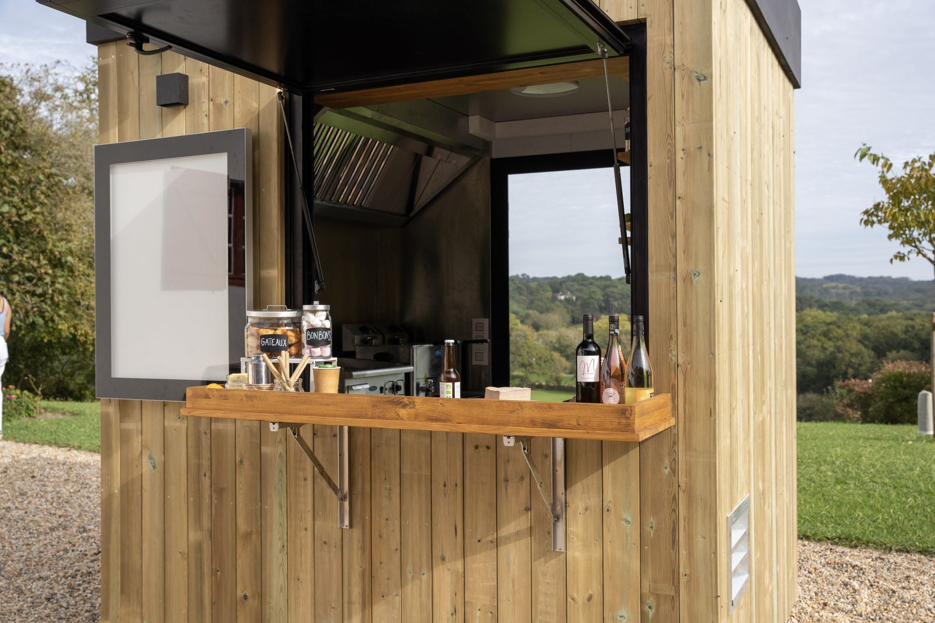 Kiosque Mobile Marché En Bois - 150x60x200 Cm, Pliable, Auvent Oxford, Capacité 200 Kg