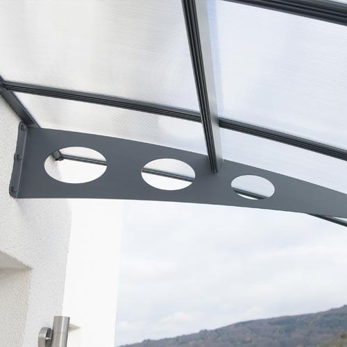 Auvent aluminium gris 3,1 m² pour protection extérieure