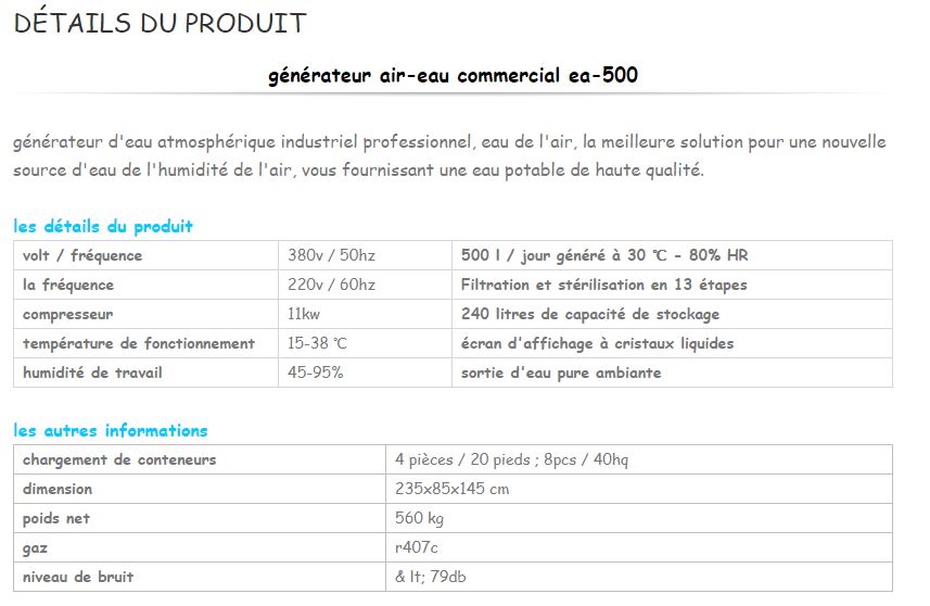 EA-500 - Fontaine à eau atmosphérique Accair Water - Capacité de stockage : 240L - Filtration en 8 étapes_3