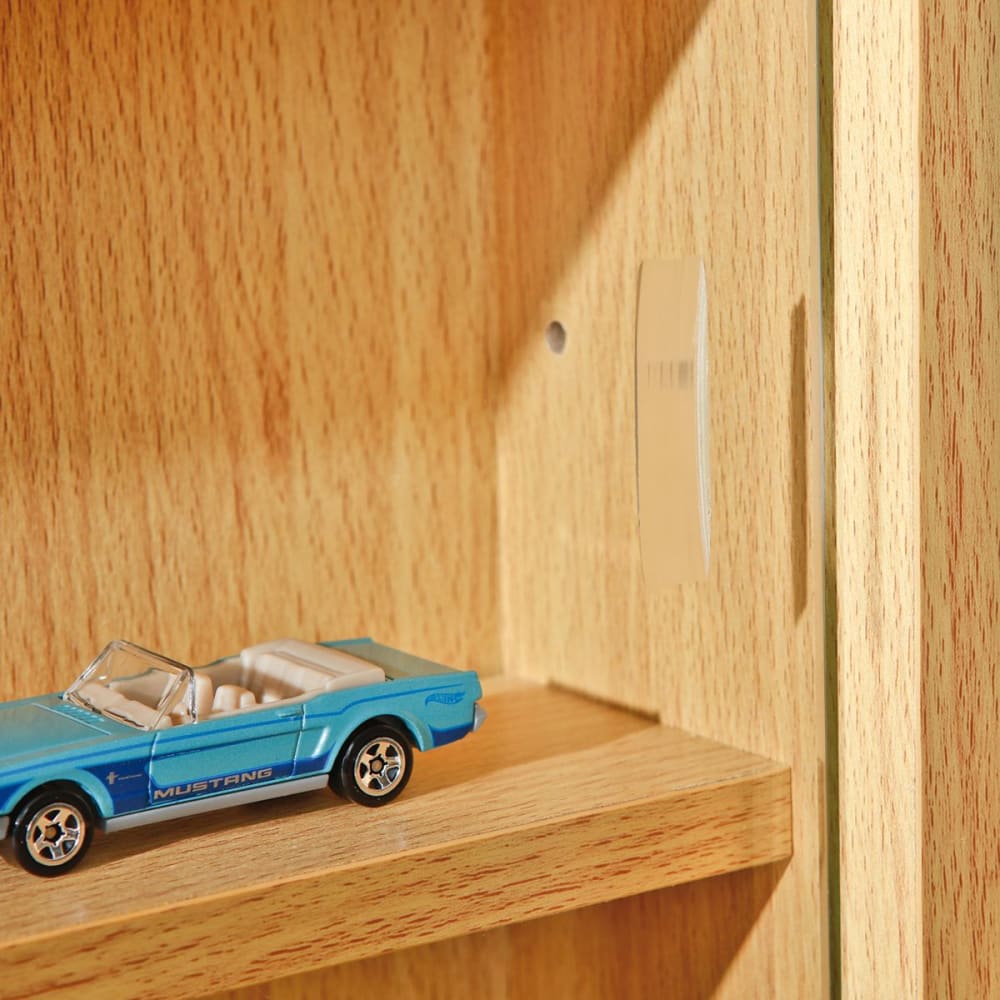 M20020680 - Étagère vitrine murale 2 portes coulissantes en verre - Collection COLLECT - H60 x L80 x PR10 cm - Décor hêtre_3
