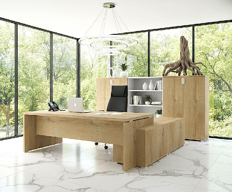 Bureau monochrome TAK avec rangement intégré - Mobel Linea - 245, Gauche, Chêne veiné_0