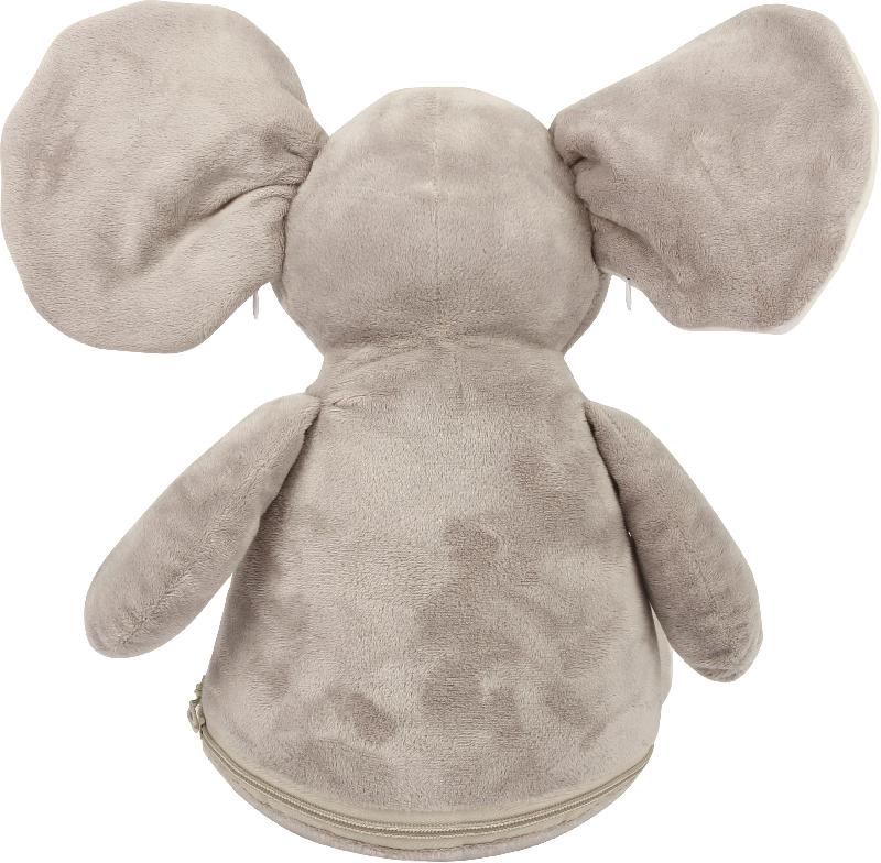 Peluche zippée éléphant - Réf: MM558 - 46 cm - Polyester - Conforme EN71_3