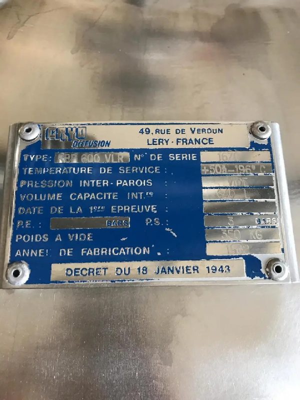 Cuve inox cryo diffusion rbp 600 vlr 640 litres d'occasion - référence : c4453_3