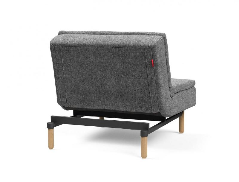 Fauteuil design Dublexo Stem convertible lit 90x115 cm - pieds obus chêne naturel - tissu Twist Charcoal_3