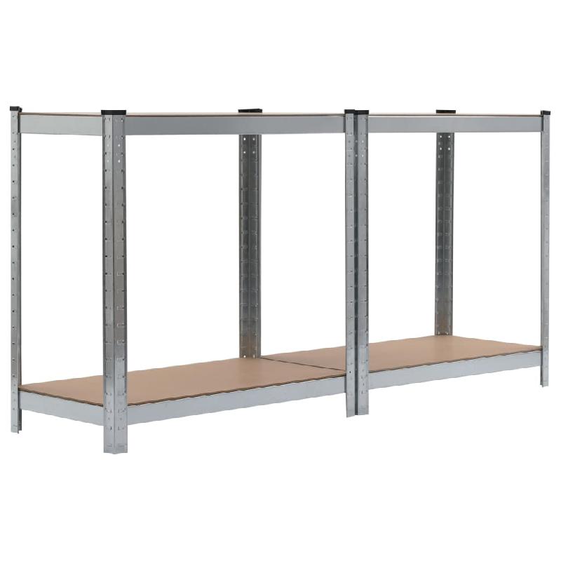 Vidaxl étagère de rangement 4 niveaux argenté acier et bois ingénierie 144266_3