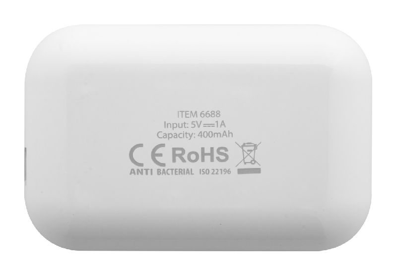Écouteurs Bluetooth sans fil antibactériens - fonction mains libres - boîtier chargeur plastique - norme ISO 22196_3