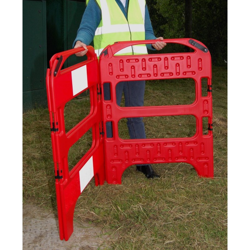 Barrière de chantier rigides pliables 4 pans - panneaux enclenchés 750 mm x 1000 mm - haute visibilité_3
