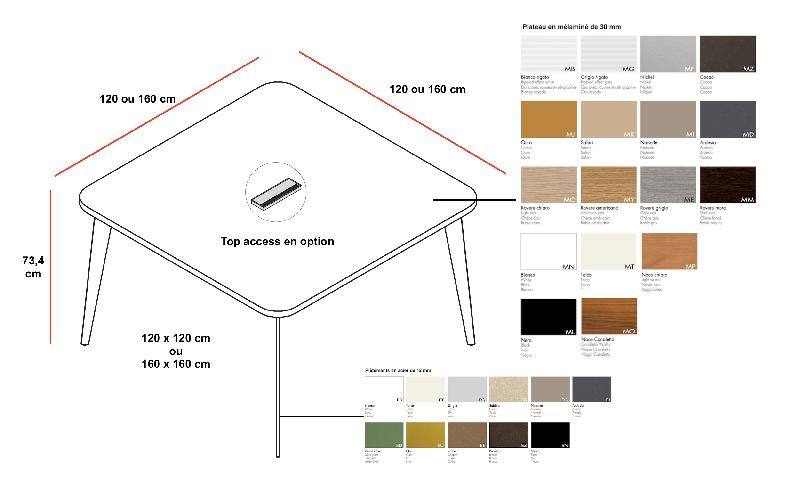Table de réunion carrée Blade - Alea - Non, 120, Chêne clair_3