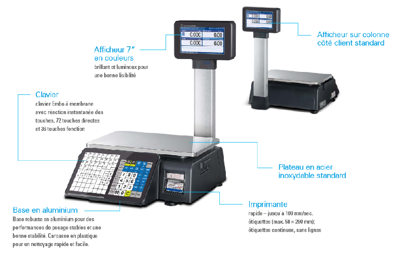 Balance étiqueteuse à colonne poids-prix homologuée pesée 6/15 kg (précision 2/5 g)_3