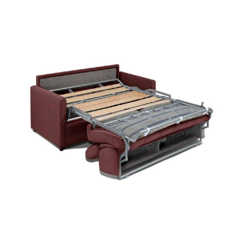 Canapé convertible MONACO - Matelas Memory 20 cm - Système Express - Sommier à lattes 140 cm - Microfibre Bordeaux_3