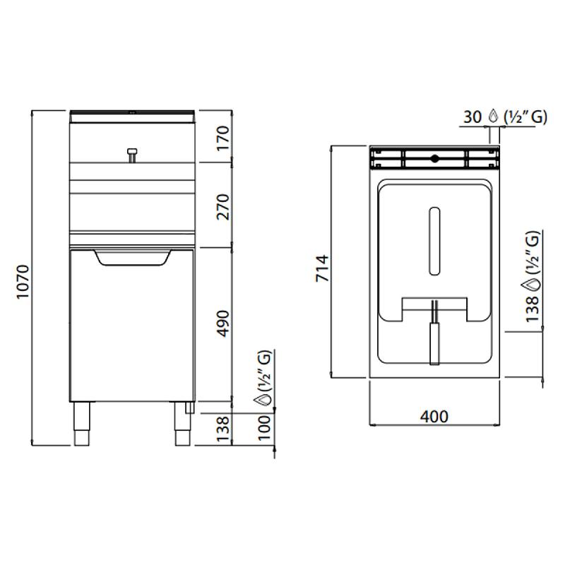 Friteuse à gaz professionnelle 15L avec soubassement inox - Gamme Lorenzo 700 - GFB479T-15 | GGM_3