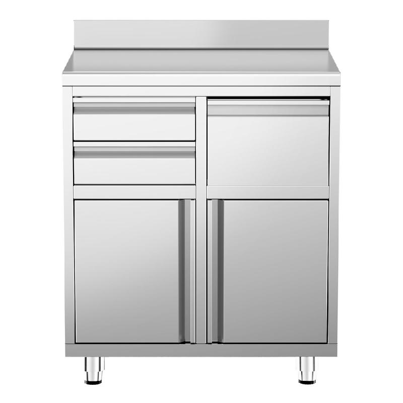 Meuble inox pour machine à café - 800 x 600 mm - 2 tiroirs - Bac à marc de café_3