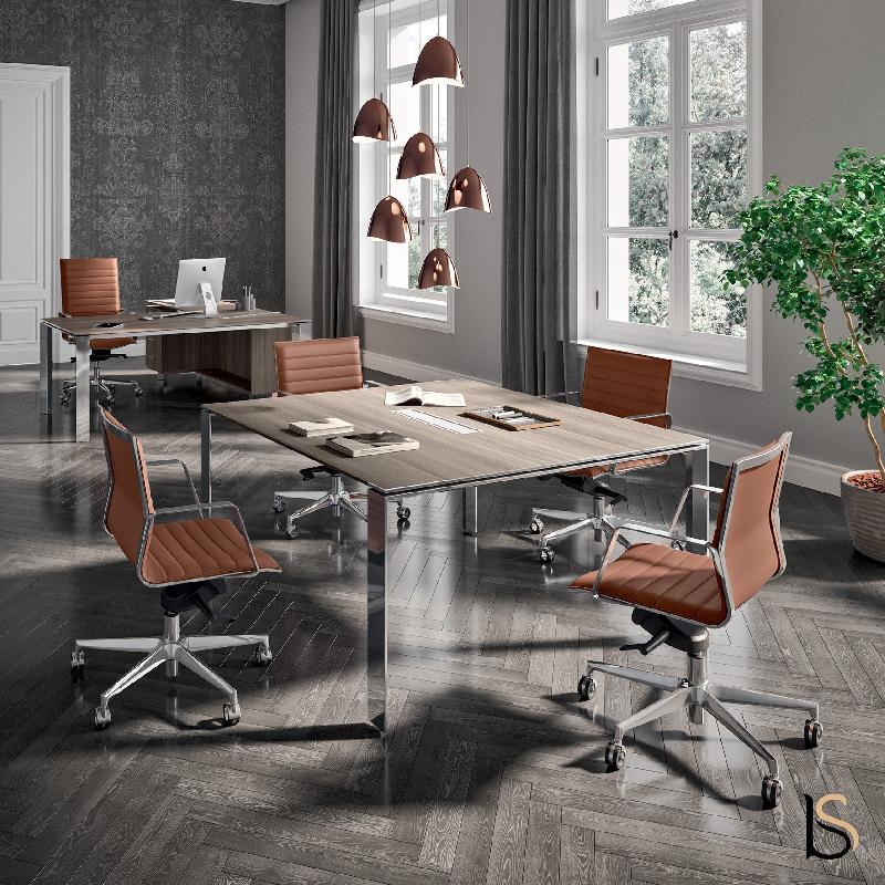 Table de réunion X7 pour 4 à 6  personnes - Officity. - 140, Noyer canaletto_3