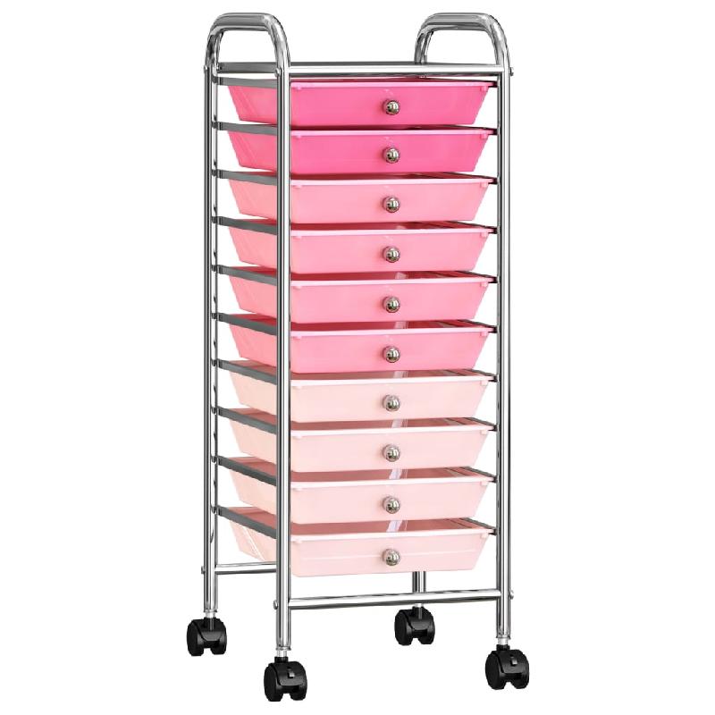 Vidaxl chariot de rangement mobile à 10 tiroirs ombre rose plastique 320404_3