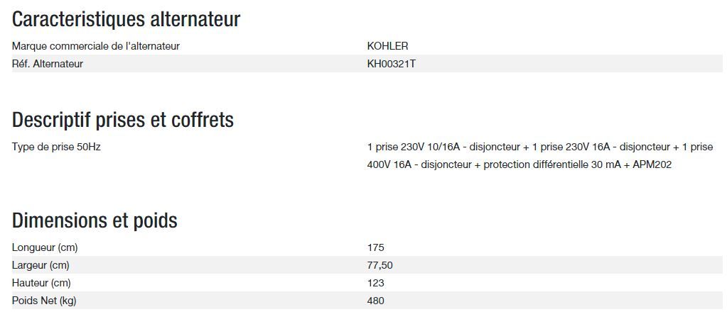 Power xp-k16h-alize groupe électrogène - kohler - tension de référence (v)	400/230_3