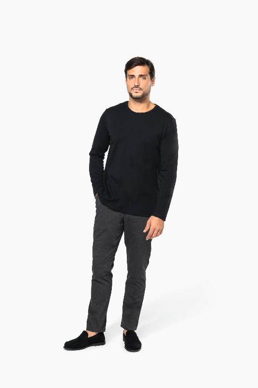 T-shirt homme en coton Supima - Col rond, manches longues - Réf : PK302 - Kariban Premium_3