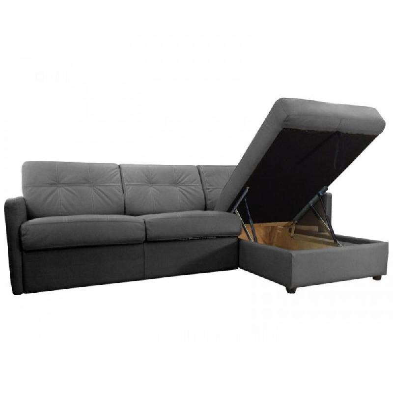 Canapé d'angle réversible convertible express Cube - Coffre - Tissu microfibre gris graphite - Matelas 16 cm_3