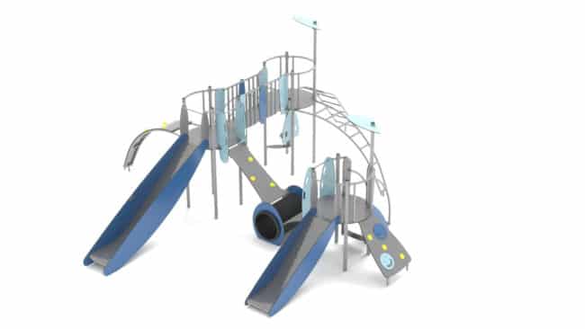 Structure multi-activités métallique Stellar Les Grenadines - LD1EK0171 - Ludoparc - 3 tours - Inox - Pour 35 enfants_3